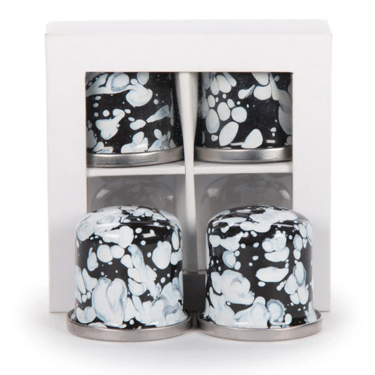 BL37 - Black Swirl Salt & Pepper - Golden Rabbit Enamelware
