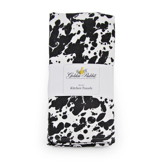 BL52 - Black Swirl Kitchen Towel Set - of 2 - Golden Rabbit Enamelware