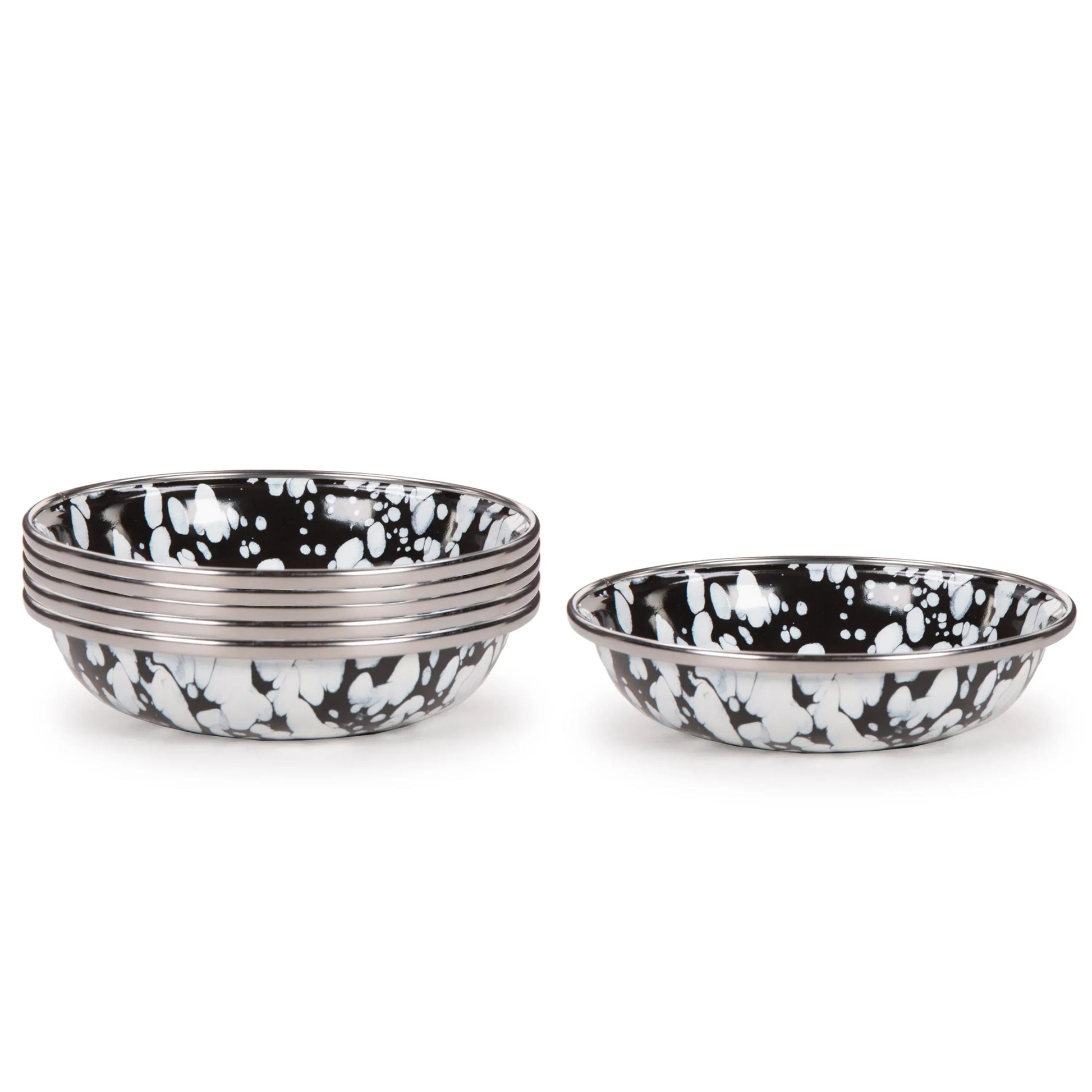 BL59S6 - Black Swirl Tasting Dishes - Set of 6 - Golden Rabbit Enamelware