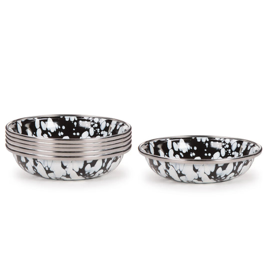 BL59S6 - Black Swirl Tasting Dishes - Set of 6 - Golden Rabbit Enamelware