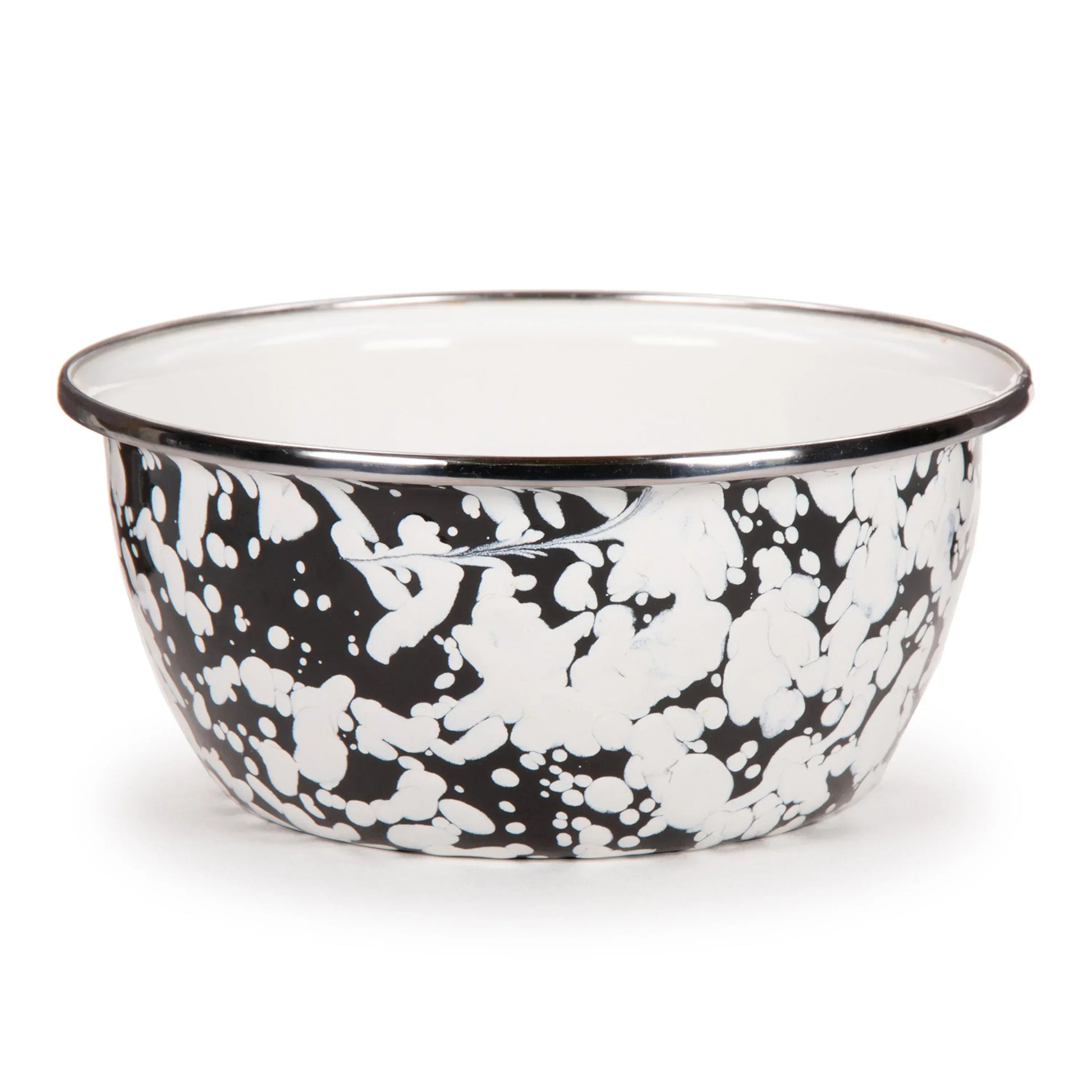 BL61S4 - Black Swirl Salad Bowls - Set of 4, Black - Golden Rabbit Enamelware