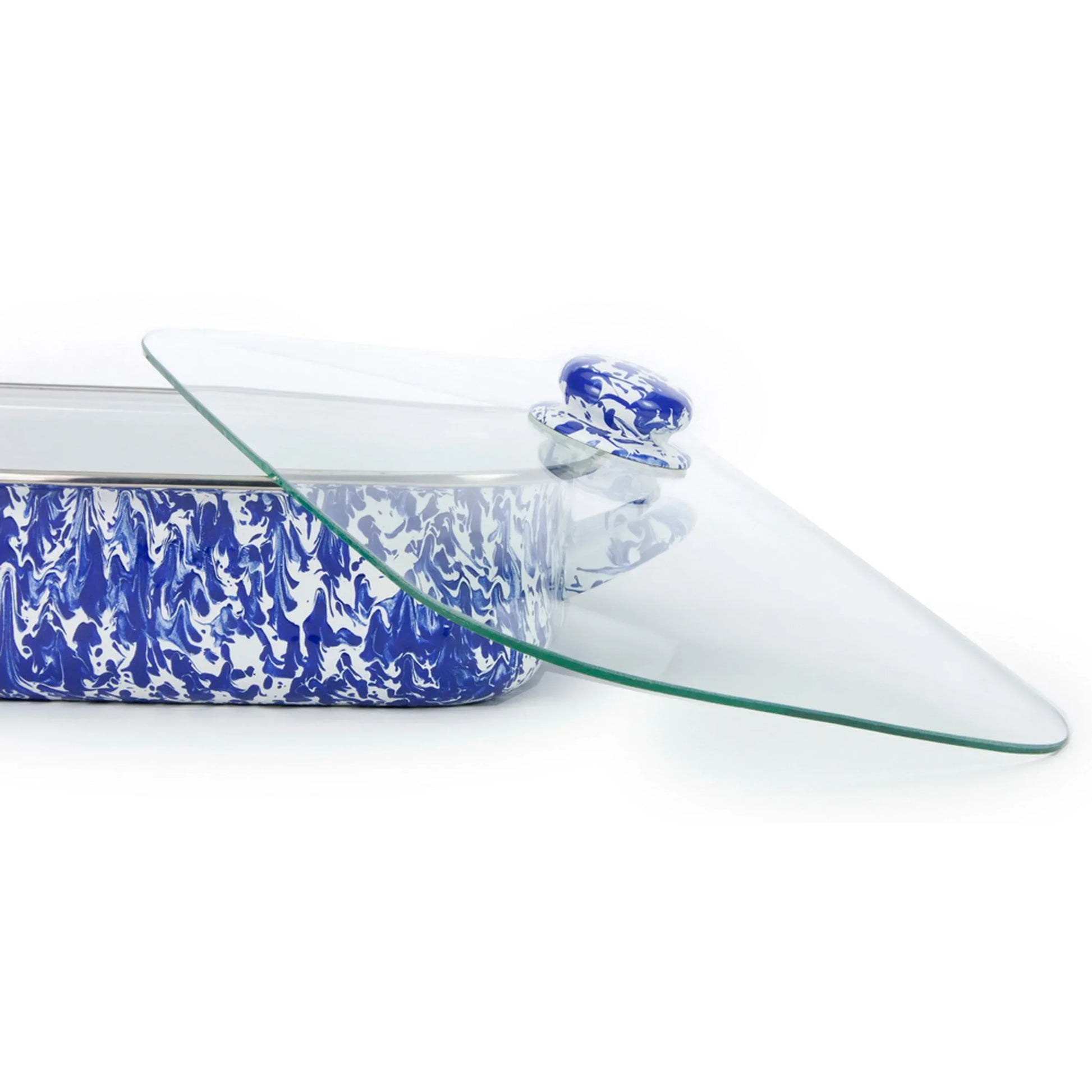 CB15 - Cobalt Swirl Roasting Pan - Golden Rabbit Enamelware