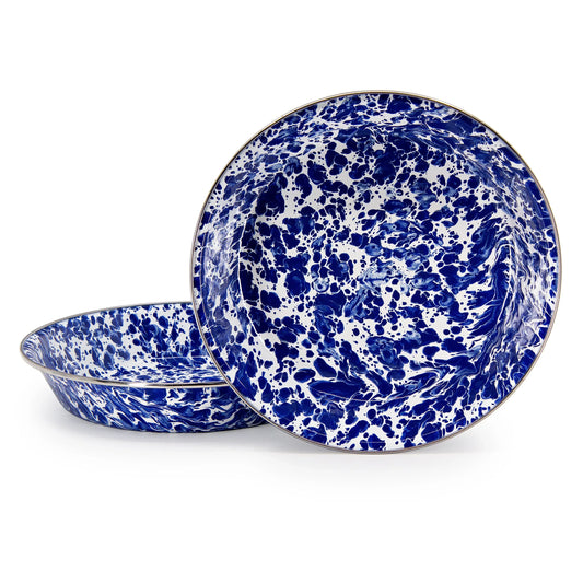 CB17 - Cobalt Swirl Pie Plate - Golden Rabbit Enamelware