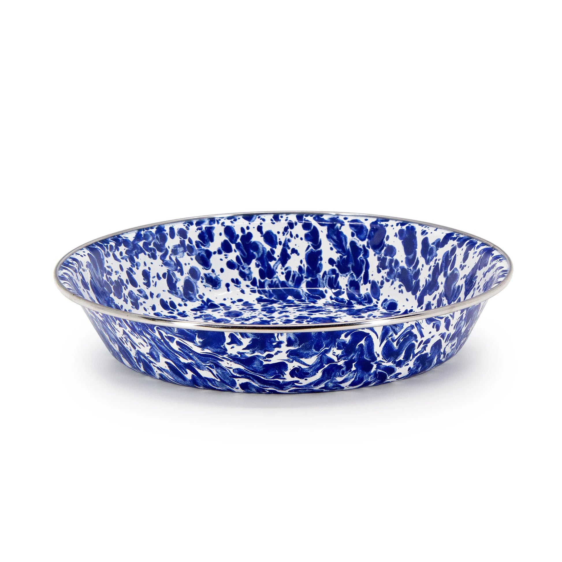 CB17 - Cobalt Swirl Pie Plate - Golden Rabbit Enamelware