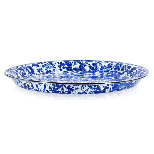 CB21 - Cobalt Swirl Medium Tray - Golden Rabbit Enamelware