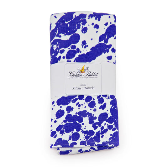 CB52 - Cobalt Swirl Kitchen Towel Set - of 2 - Golden Rabbit Enamelware