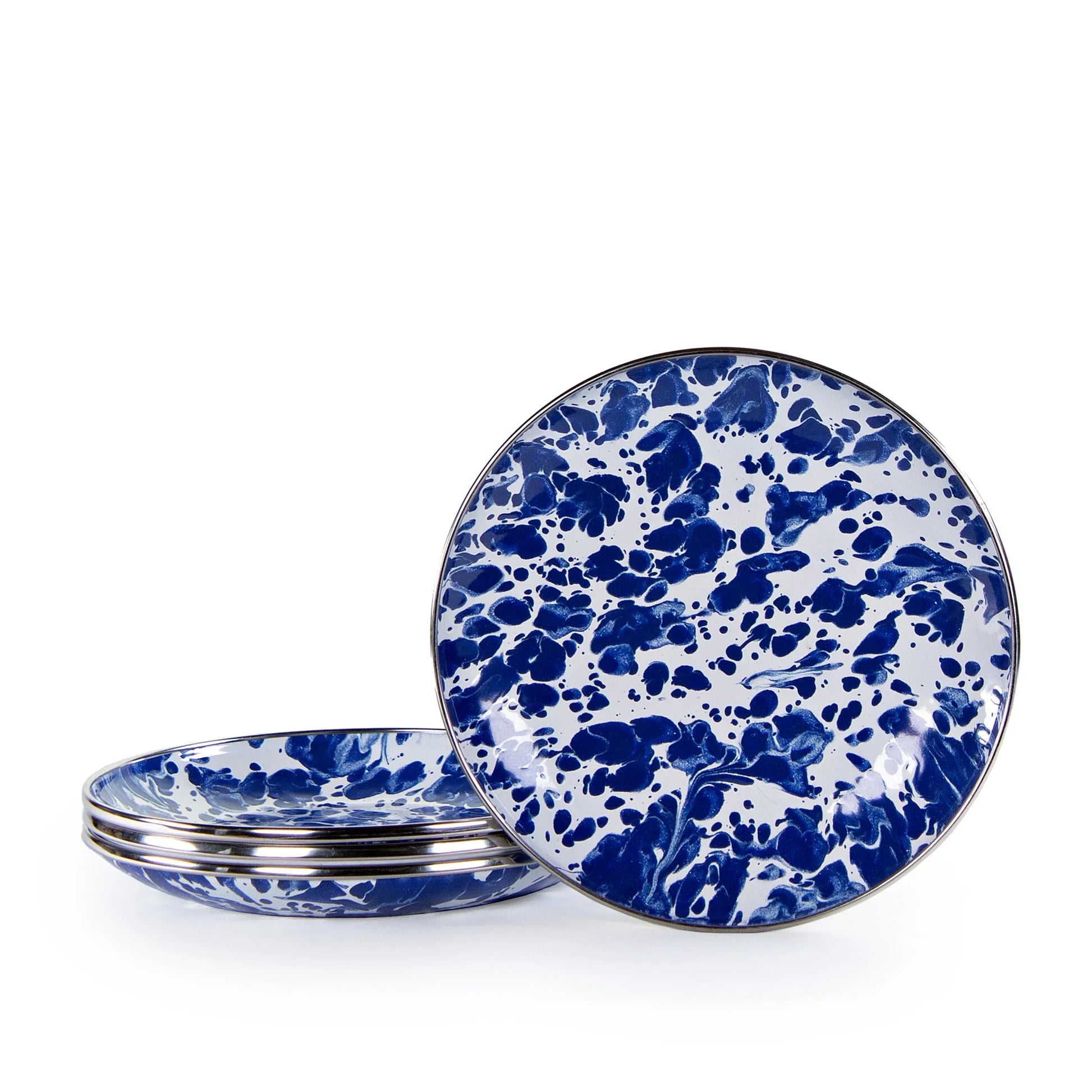 CB62S4 - Cobalt Swirl Appetizer Plates- Set of 4 - Golden Rabbit Enamelware