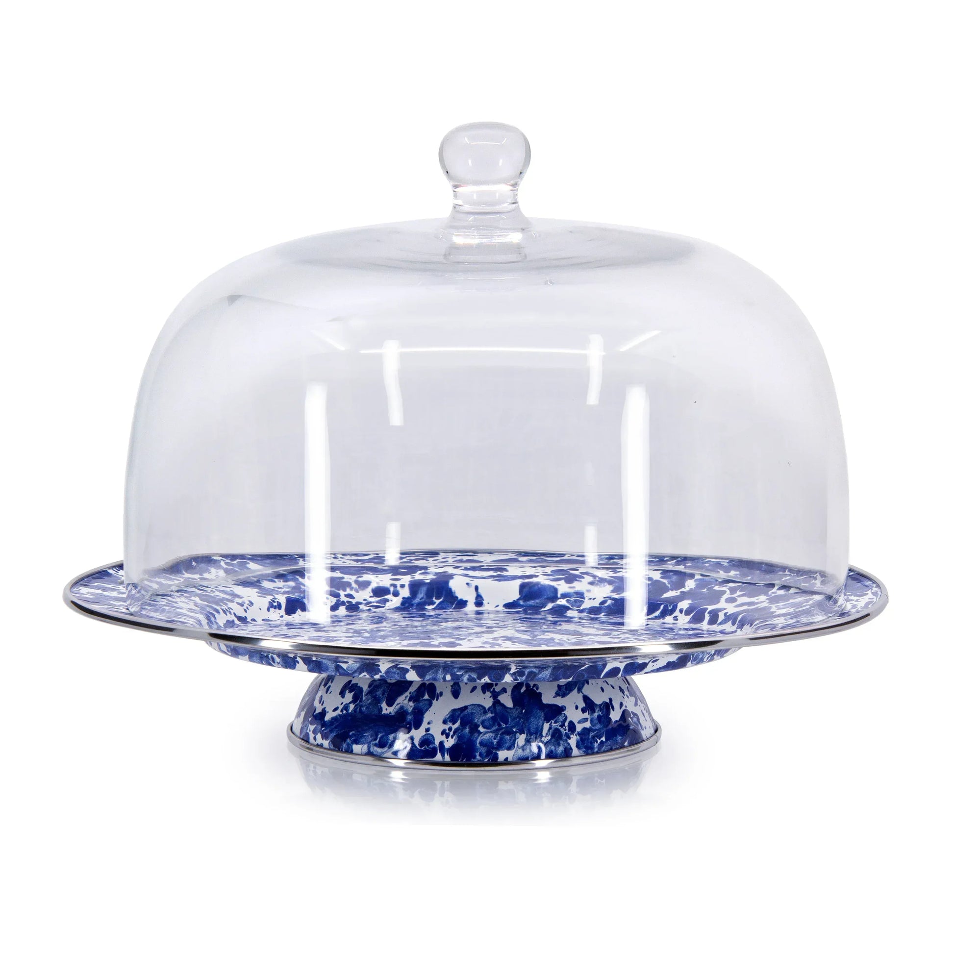CB76 - Swirl Cake Plate, Cobalt - Golden Rabbit Enamelware