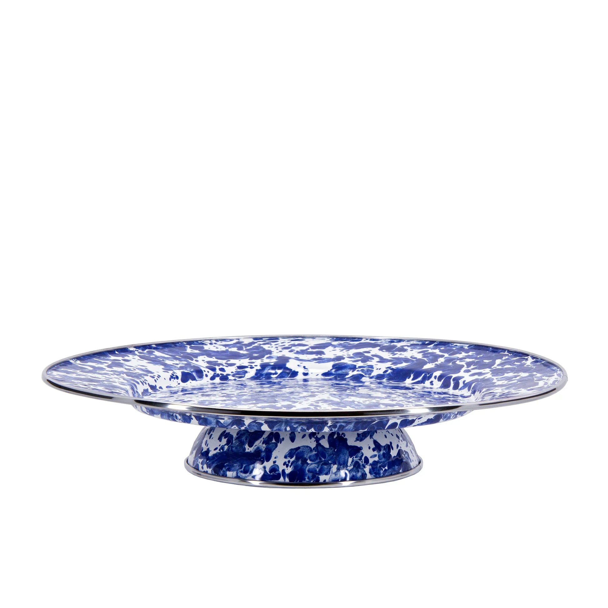 CB76 - Swirl Cake Plate, Cobalt - Golden Rabbit Enamelware