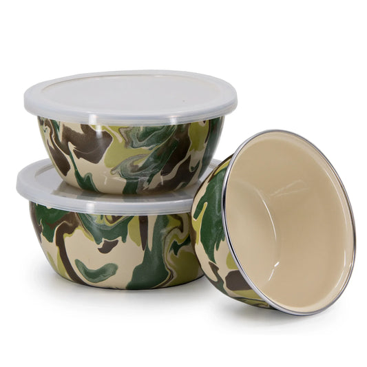 CM30 - Camouflage Nesting Bowls - Golden Rabbit Enamelware