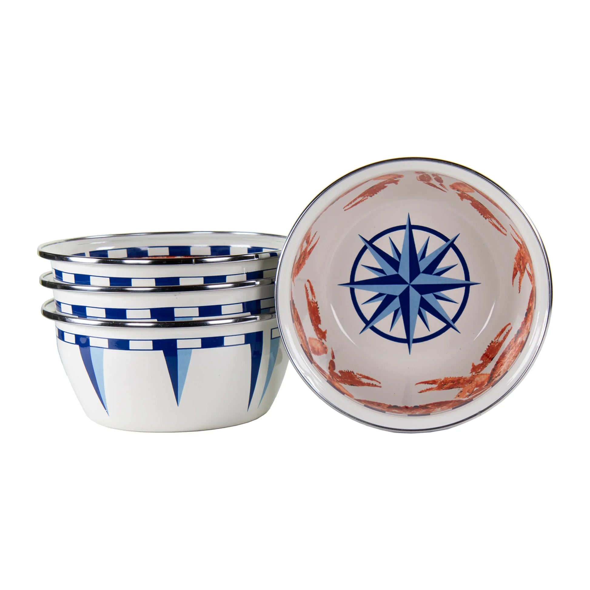 CR61S4 - Crab House Salad Bowls - Set of 4 - Golden Rabbit Enamelware
