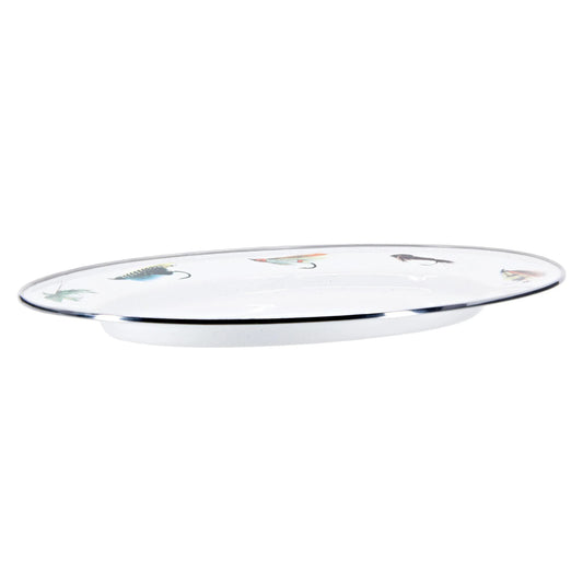 FF06 - Fishing Fly Oval Platter - Golden Rabbit Enamelware