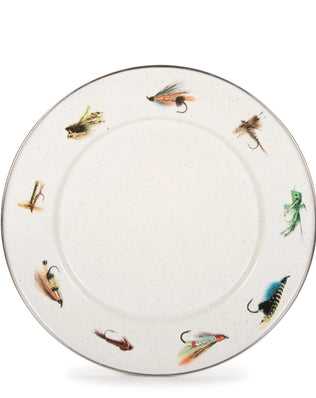 FF07S4 - Fishing Fly Dinner Plates - Set of 4 - Golden Rabbit Enamelware