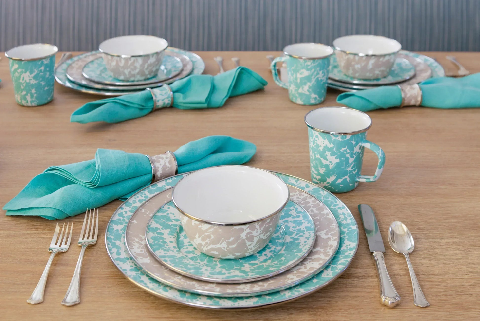 GL30-2 - Sea Glass Swirl 2 pc Prep Bowl Set - Golden Rabbit Enamelware