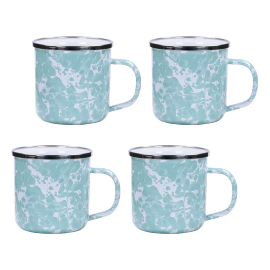 GL05S4 - Sea Glass Swirl 12 oz Mugs - Set of 4 - Golden Rabbit Enamelware