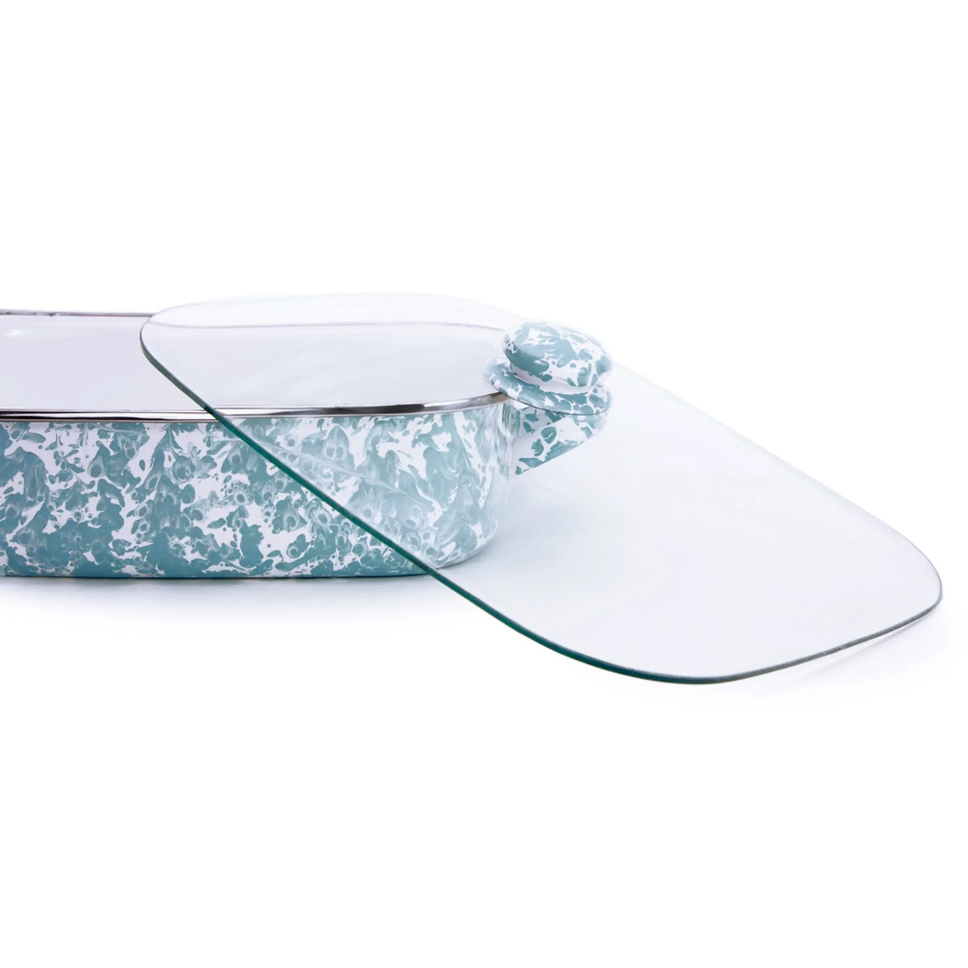 GL15 - Sea Glass Swirl Roasting Pan - Golden Rabbit Enamelware