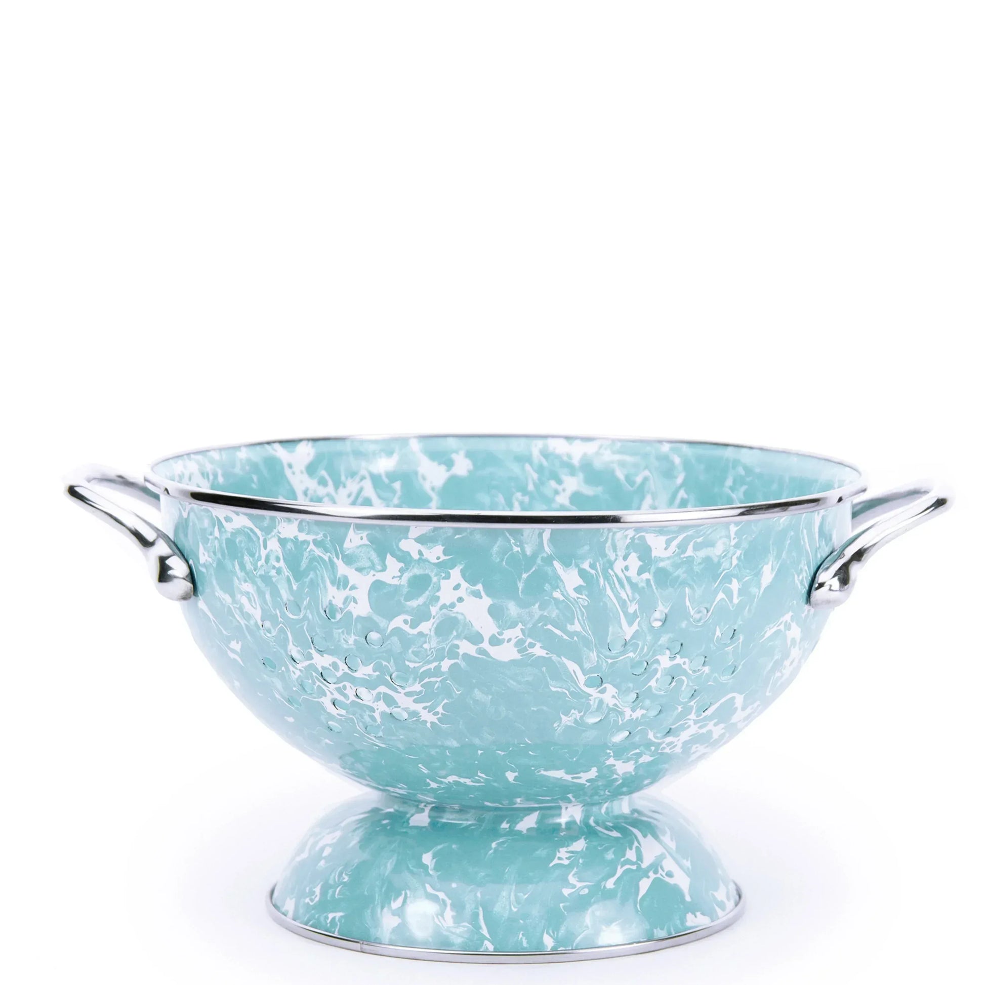 GL27 - Sea Glass Swirl Medium Colander - Golden Rabbit Enamelware