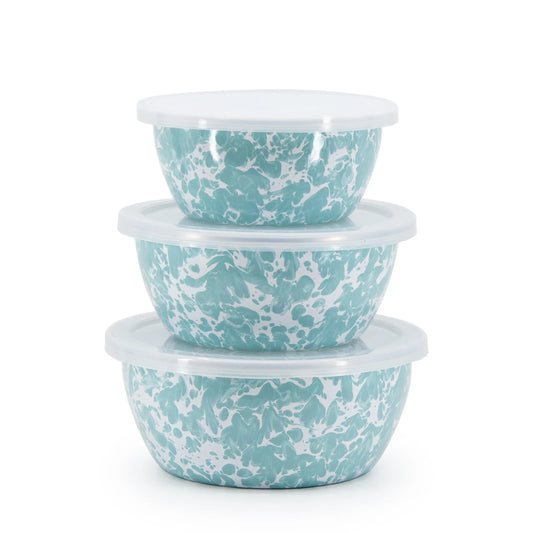 GL30 - Sea Glass Swirl Nesting Bowls - Golden Rabbit Enamelware
