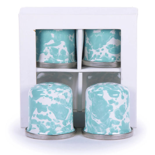 GL37 - Sea Glass Swirl Salt & Pepper - Golden Rabbit Enamelware