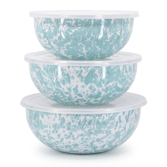 GL54 - Sea Glass Swirl Mixing Bowls - Golden Rabbit Enamelware