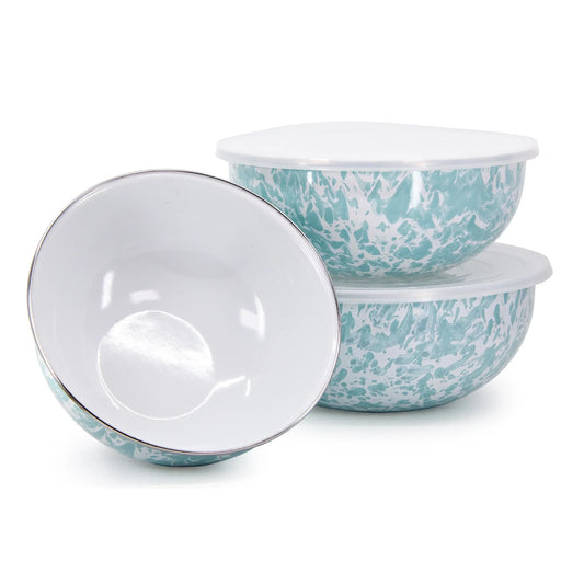 GL54 - Sea Glass Swirl Mixing Bowls - Golden Rabbit Enamelware
