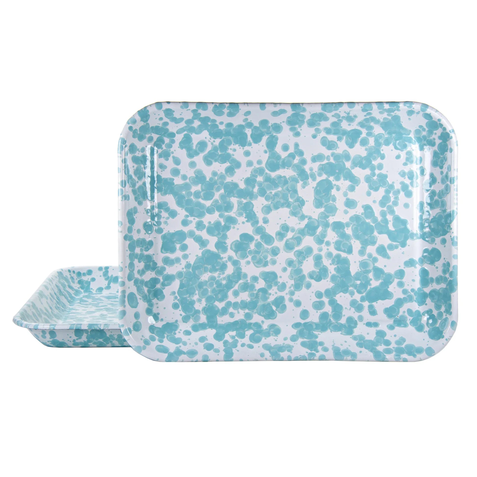 GL58S2 - Set of 2 Sea Glass Quarter Sheet Trays - Golden Rabbit Enamelware