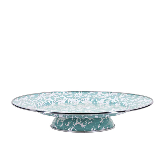 GL76 - Swirl Cake Plate, Sea Glass - Golden Rabbit Enamelware