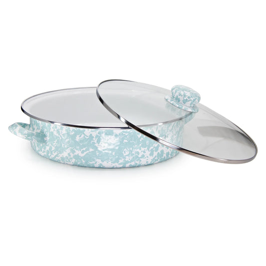 GL80 - Sea Glass Swirl Large Saute Pan - Golden Rabbit Enamelware