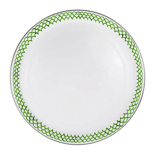 GS01 - Green Scallop Large Tray - Golden Rabbit Enamelware