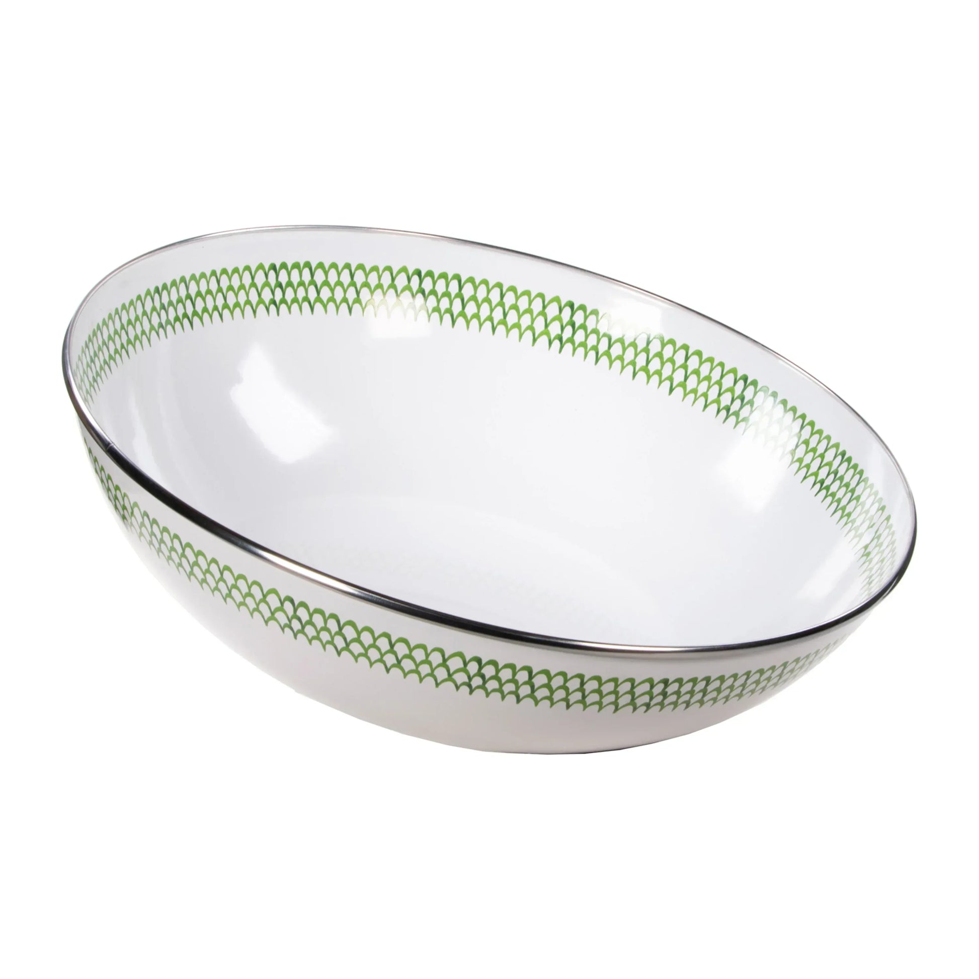 GS18 - Green Scallop Catering Bowl - Golden Rabbit Enamelware