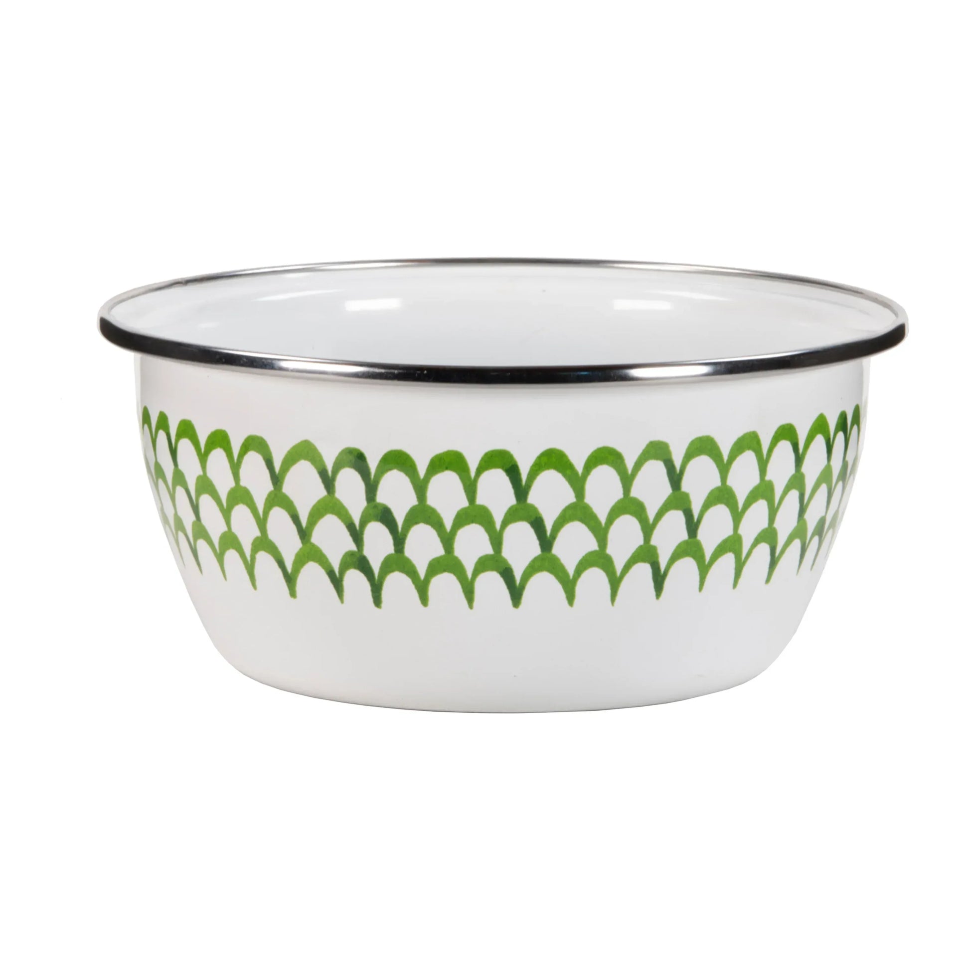 GS61S4 - Green Scallop Salad Bowls - Set of 4 - Golden Rabbit Enamelware
