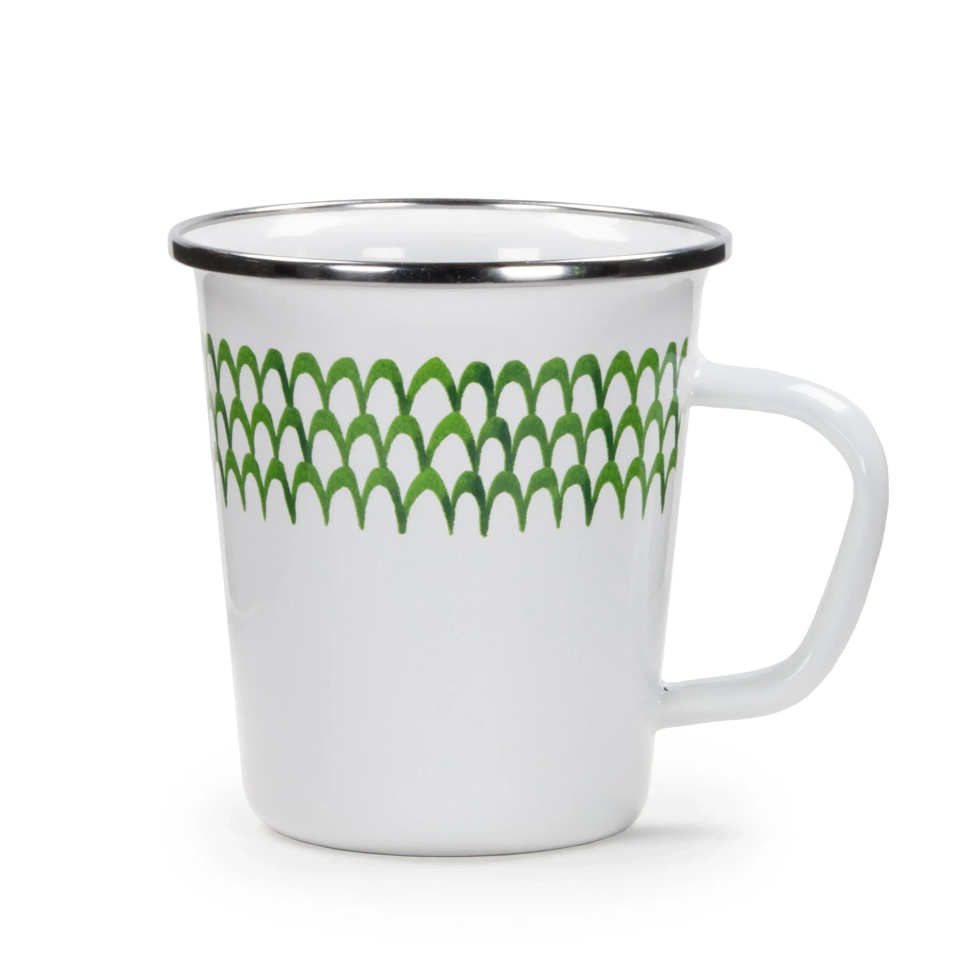 GS66S4 - Green Scallop 16 oz Latte Mugs - Set of 4 - Golden Rabbit Enamelware