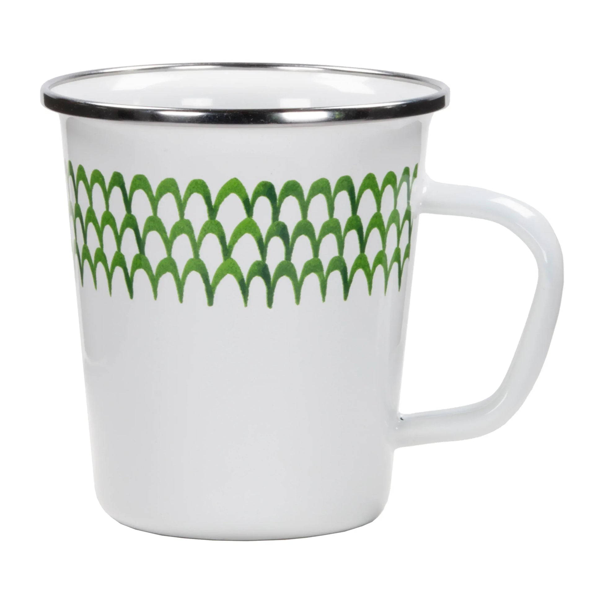 GS66S4 - Green Scallop 16 oz Latte Mugs - Set of 4 - Golden Rabbit Enamelware