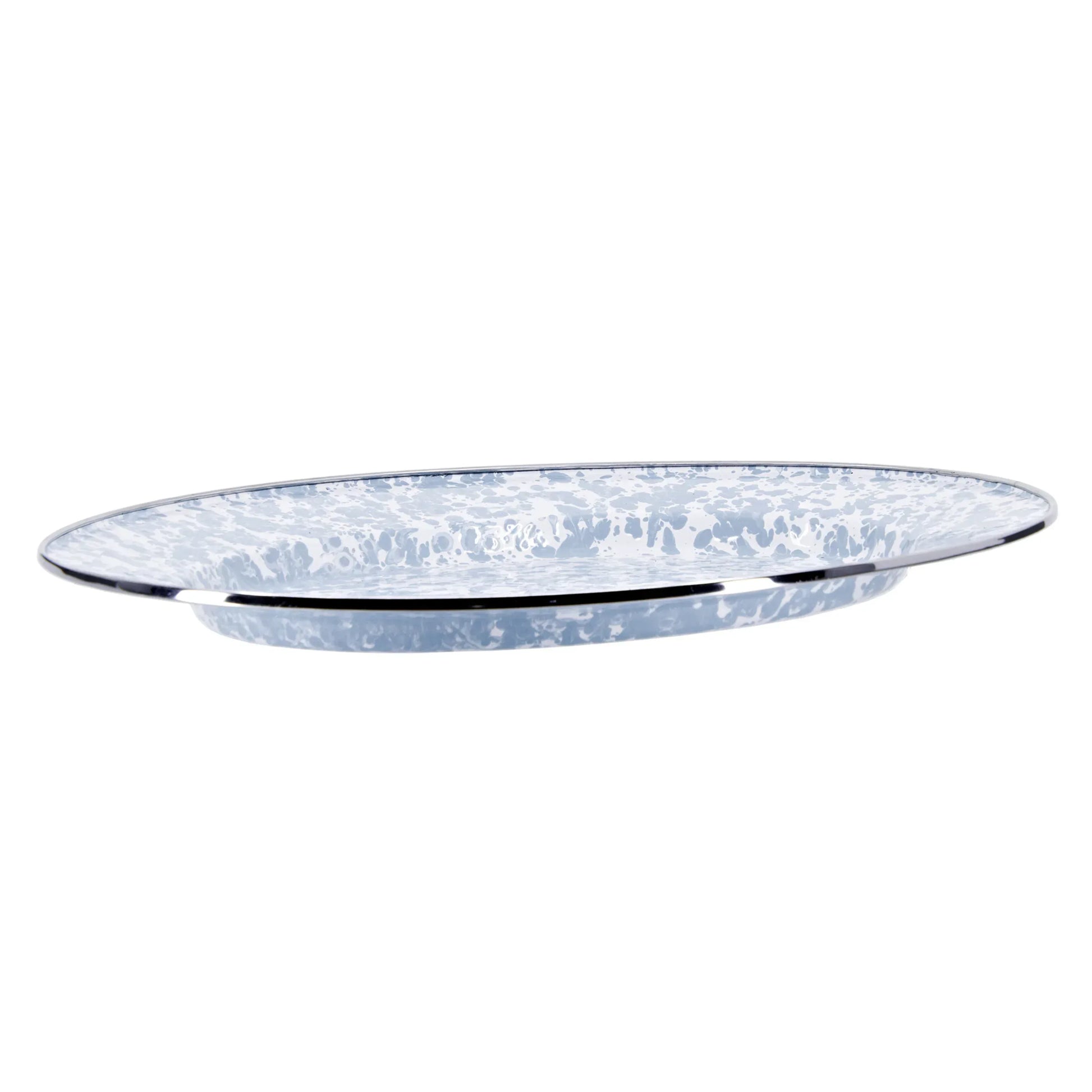 GY06 - Grey Swirl Oval Platter - Golden Rabbit Enamelware