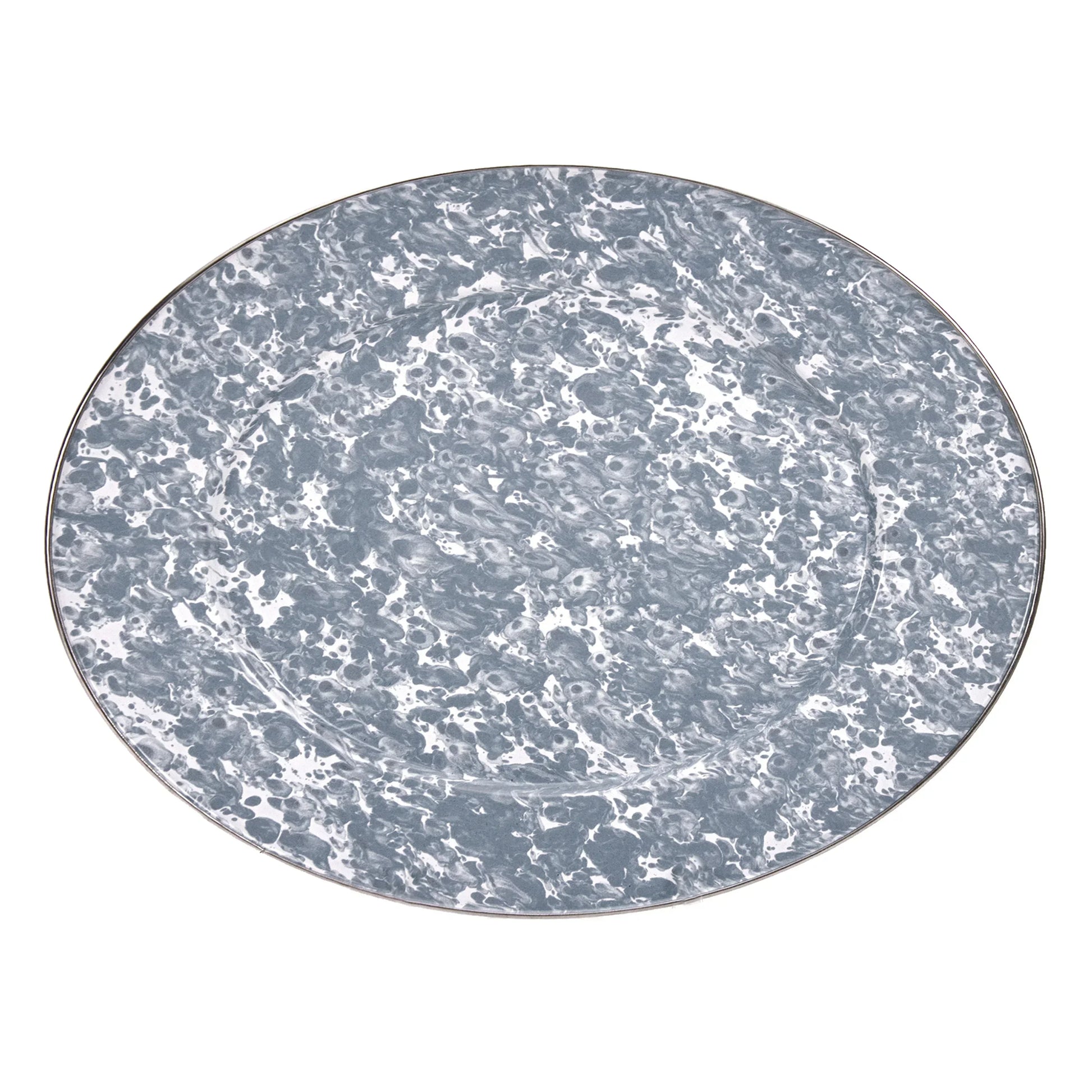 GY06 - Grey Swirl Oval Platter - Golden Rabbit Enamelware