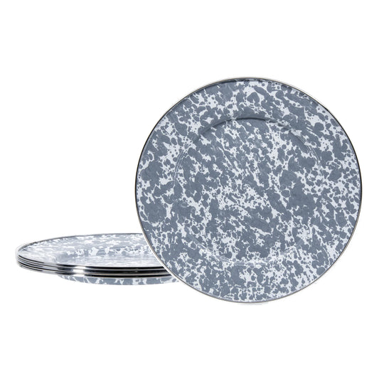 GY07S4 - Grey Swirl Dinner Plates - Set of 4 - Golden Rabbit Enamelware
