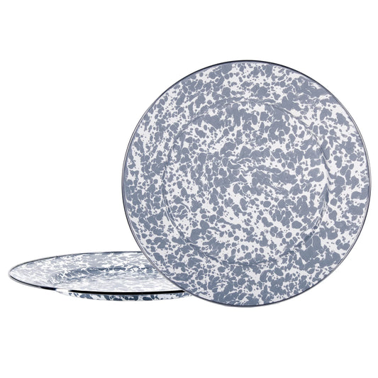 GY26S2 - Grey Swirl Chargers - Set of 2 - Golden Rabbit Enamelware