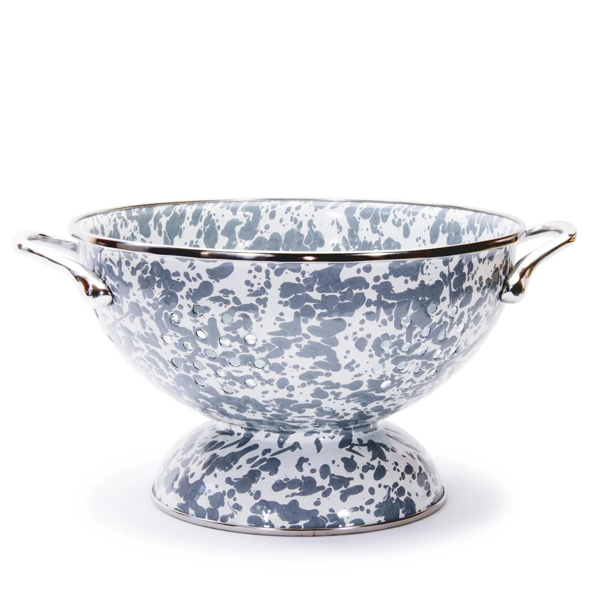 GY27 - Grey Swirl Medium Colander - Golden Rabbit Enamelware