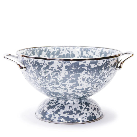 GY27 - Grey Swirl Medium Colander - Golden Rabbit Enamelware