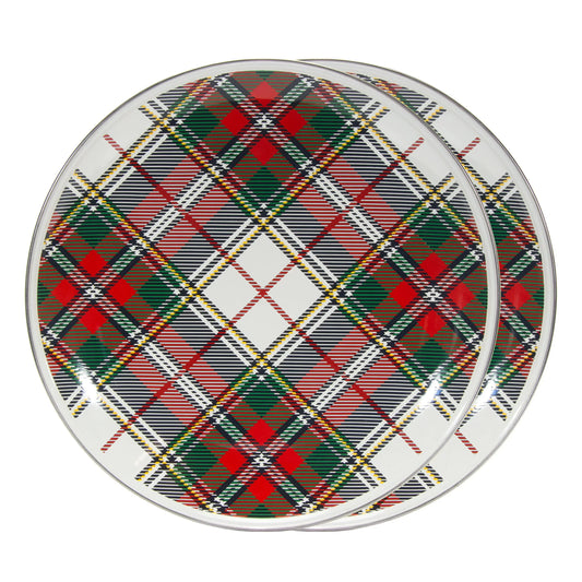 HP36S2 - Highland Plaid Chargers - Set of 2 - Golden Rabbit Enamelware