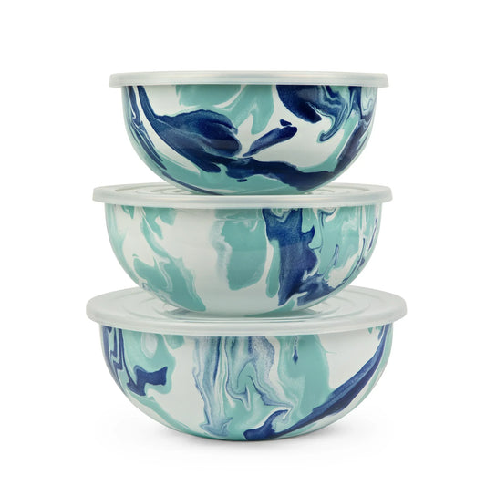 LG54 - Lagoon Mixing Bowls - Golden Rabbit Enamelware