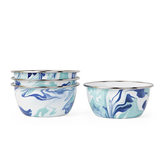 LG61S4 - Lagoon Salad Bowls - Set of 4 - Golden Rabbit Enamelware