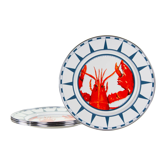 LS07S4 - Lobster Diner Plates - Set of 4 - Golden Rabbit Enamelware