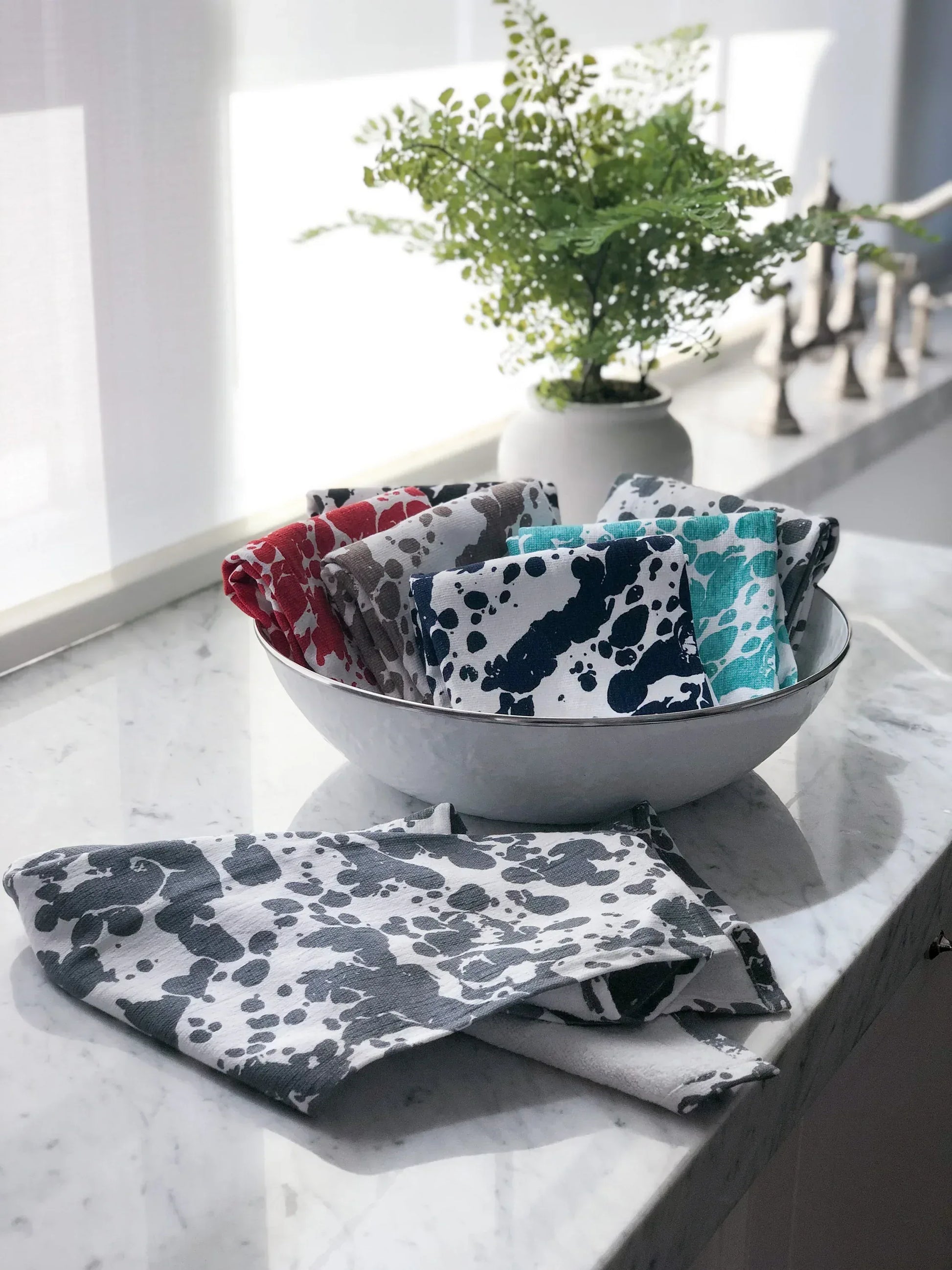 GY52 - Grey Swirl Kitchen Towel Set - of 2 - Golden Rabbit Enamelware