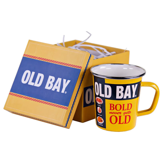 OB86 - Old Bay 16 oz Latte Mug Gift Box - Golden Rabbit Enamelware
