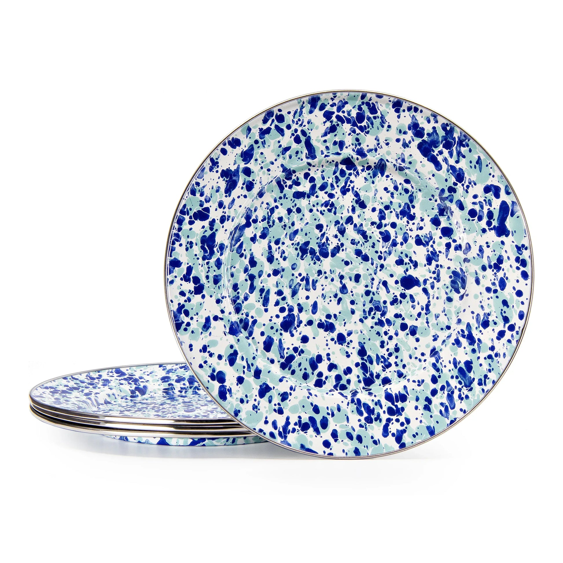 OC07S4 - Ocean Swirl Dinner Plates - Set of 4 - Golden Rabbit Enamelware