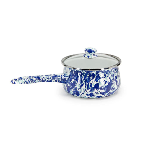 OC19 - Ocean Swirl Sauce Pan - Golden Rabbit Enamelware