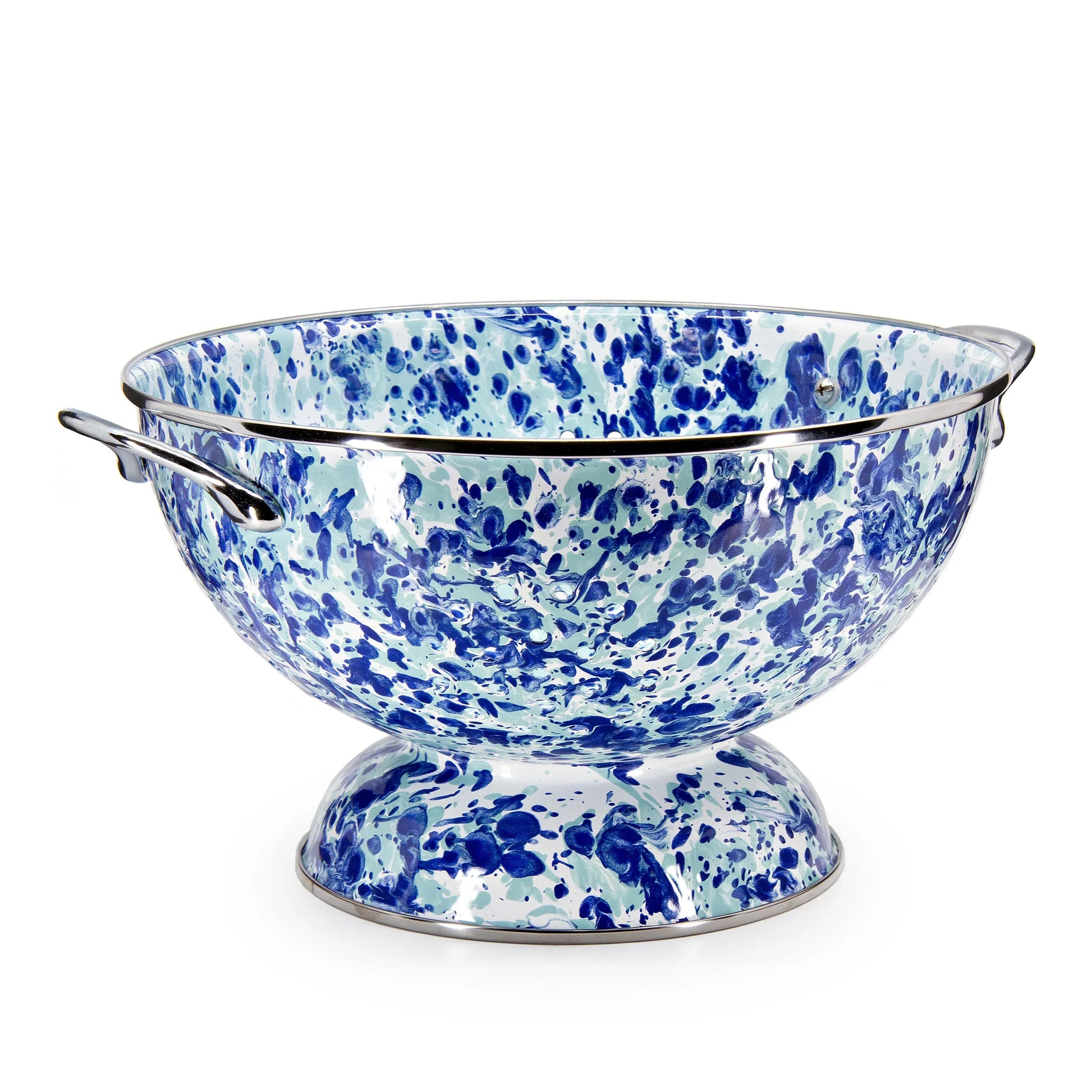 OC25 - Ocean Swirl Large Colander - Golden Rabbit Enamelware