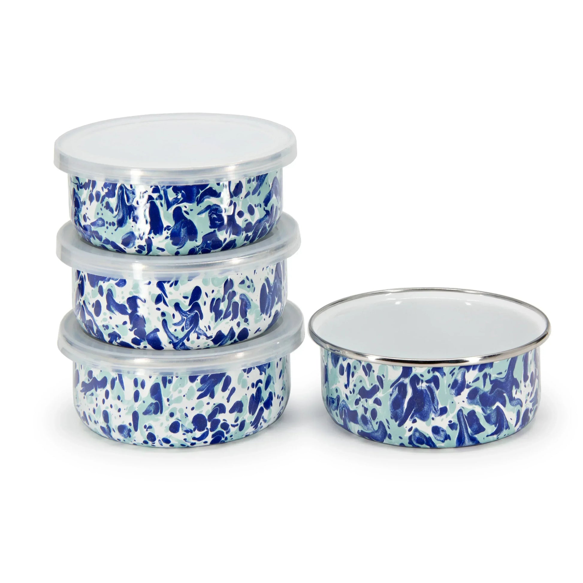 OC60S4 - Ocean Swirl 14oz Soup Bowls - Set of 4 - Golden Rabbit Enamelware
