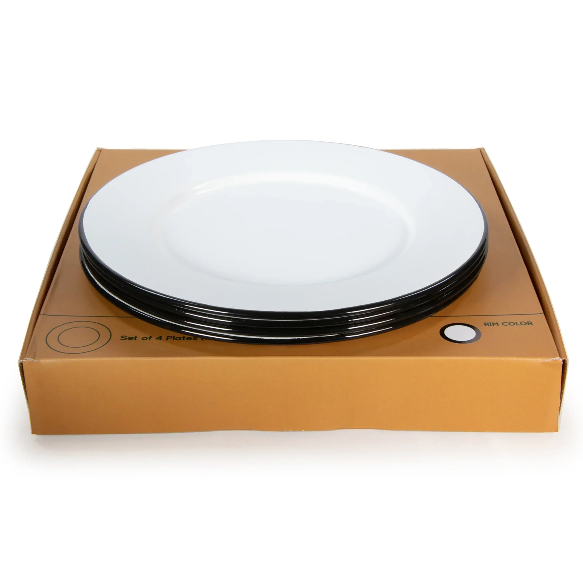 RBW91 - Black Rolled Rim Plates - Set of 4 - Golden Rabbit Enamelware